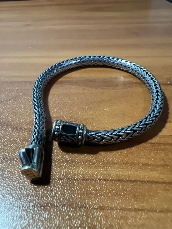 Samuel Benham BJC .925 Sterling & 18k Accents Balinese Handmade Weave Bracelet - Picture 4 of 8